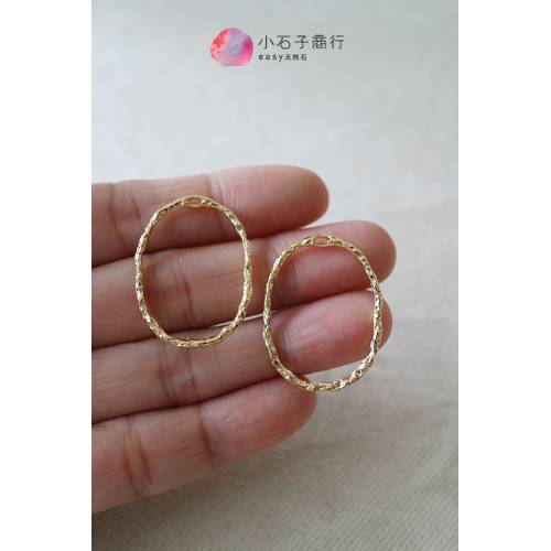 電鍍配件 - 造型圈(有孔)橢圓22x30mm(金色) (2入)