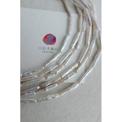 淡水珍珠-不規則長型(白)約4x22~4x25mm"直洞(1串/約15~16入)