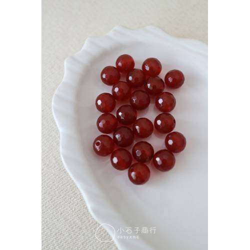 紅瑪瑙-8mm 角珠(小切面) (1入)