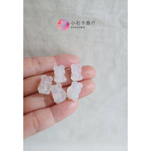 白瑪瑙-蝴蝶結QQ熊 10x14mm (1入)